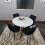 Round White Dining Table And 4 Black Velvet Tufted Chairs Dining Set 9