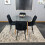 Round Grey Dining Table And 4 Black Velvet Tufted Chairs Dining Set 1