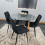 Round Grey Dining Table And 4 Black Velvet Tufted Chairs Dining Set 9