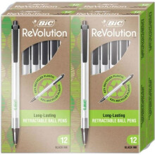 Bic BICCSEM48BK ReVolution Clic Stic Retractable Ballpoint Pen, Black - Pack of 48