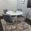 Round White Dining Table And 4 Grey Velvet Tufted Chairs Dining Set 7