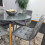 Round Grey Dining Table And 4 Grey Velvet Tufted Chairs Dining Set 3