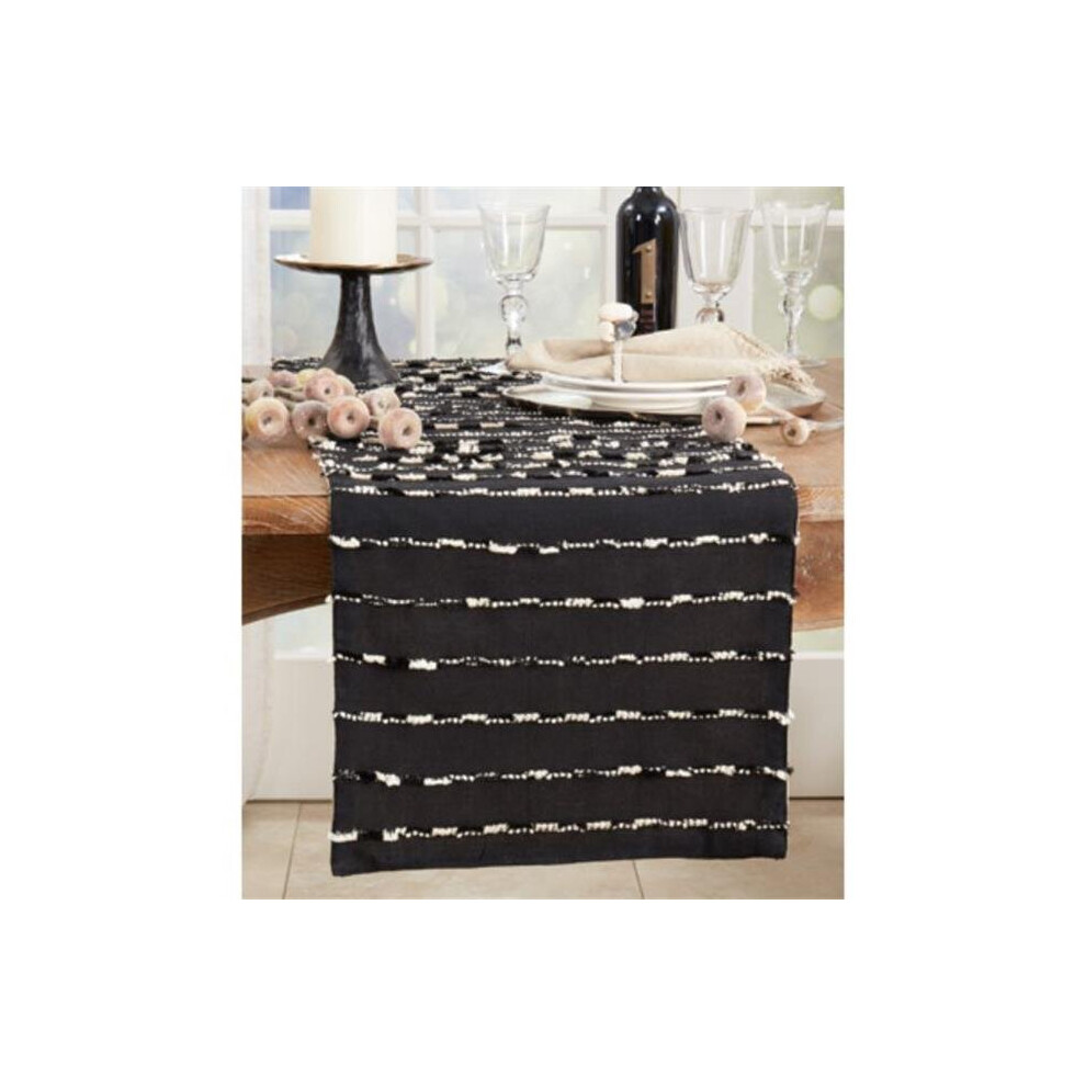 Saro Lifestyle 252.BK1672B 16 x 72 in. Stripe Design Table Runner, Black-image-OPC-P9THZJ2-NEW