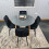 Round Grey Dining Table And 4 Black Velvet Tufted Chairs Dining Set 4