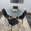 Round Grey Dining Table And 4 Black Velvet Tufted Chairs Dining Set 10