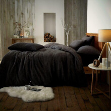 (King, Black) Teddy Bear Duvet Cover Fleece Bedding Set With Pillowcases Extra Warm Cosy in All Sizes