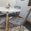 Round White Dining Table And 4 Grey Velvet Tufted Chairs Dining Set 8
