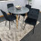 Round Grey Dining Table And 4 Black Velvet Tufted Chairs Dining Set 5