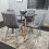 Round Grey Dining Table And 4 Grey Velvet Tufted Chairs Dining Set 5