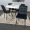 Round White Dining Table And 4 Black Velvet Tufted Chairs Dining Set 7