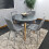 Round Grey Dining Table And 4 Grey Velvet Tufted Chairs Dining Set 10