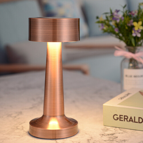(Bronze) Cordless Table Lamp LED Vintage Dimmable Bar Lamp