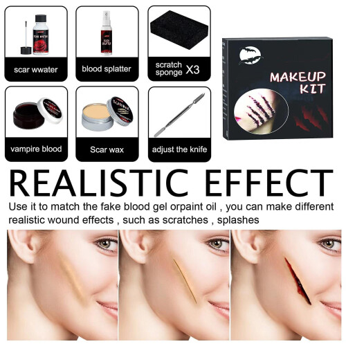 Halloween Makeup Kit Special Effects Scary Wound Sculpting Makeup Set With Tools 1