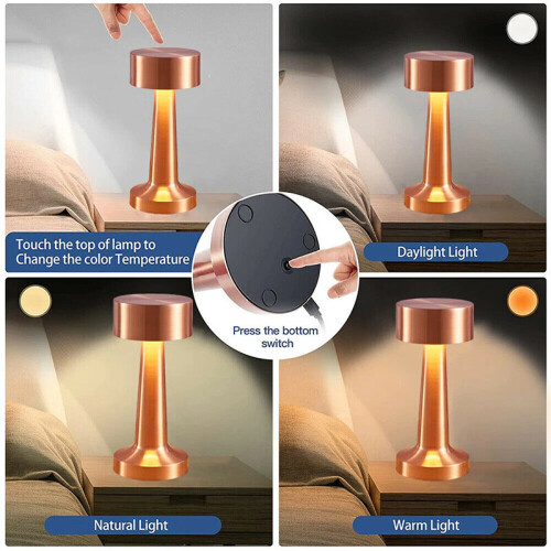 (Bronze) Cordless Table Lamp LED Vintage Dimmable Bar Lamp 2