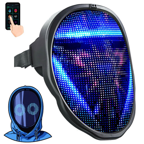 Halloween LED Mask, Shining Mask Programmable, Light Up Full Face Mask ...