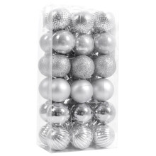 (Silver) 36 Pieces Xmas Ball Ornament Christmas Tree Deluxe Bauble Set