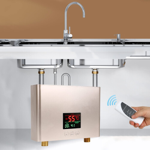 (Rose Gold) Electric Instant Water Heater Touch Remote Control 1