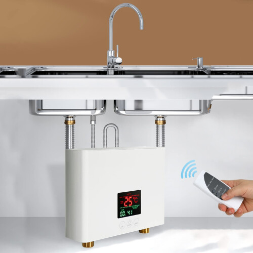(White) Electric Instant Water Heater Touch Remote Control 1