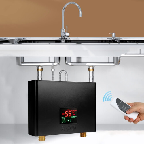 (Black) Electric Instant Water Heater Touch Remote Control 1