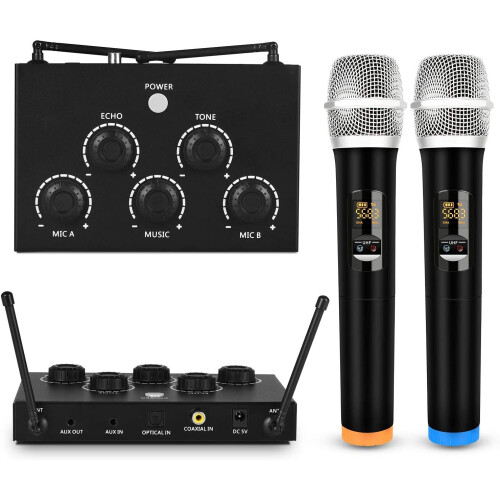 Rybozen Karaoke Microphone Mixer System Set with Wireless