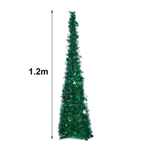 Living And Home (Green) Collapsible 1.2M Pop Up Tinsel Christmas Tree with Base 2