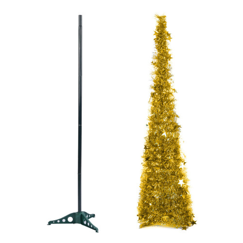 Living And Home (Gold) Collapsible 1.2M Pop Up Tinsel Christmas Tree with Base 2