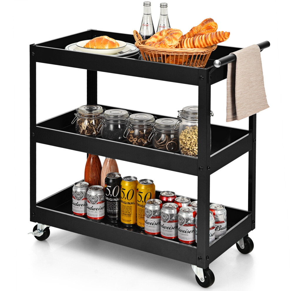 3-Tier Tool Trolley Utility Cart Heavy Duty Service Cart