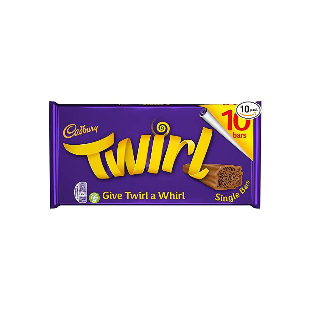 Cadbury Twirl Chocolate Single Bar, 10 single bars, 21.5 g (Pack of 10)