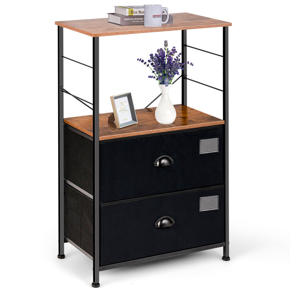 Industrial Storage Shelf w/ 2-Drawer Multipurpose Freestanding Dresser