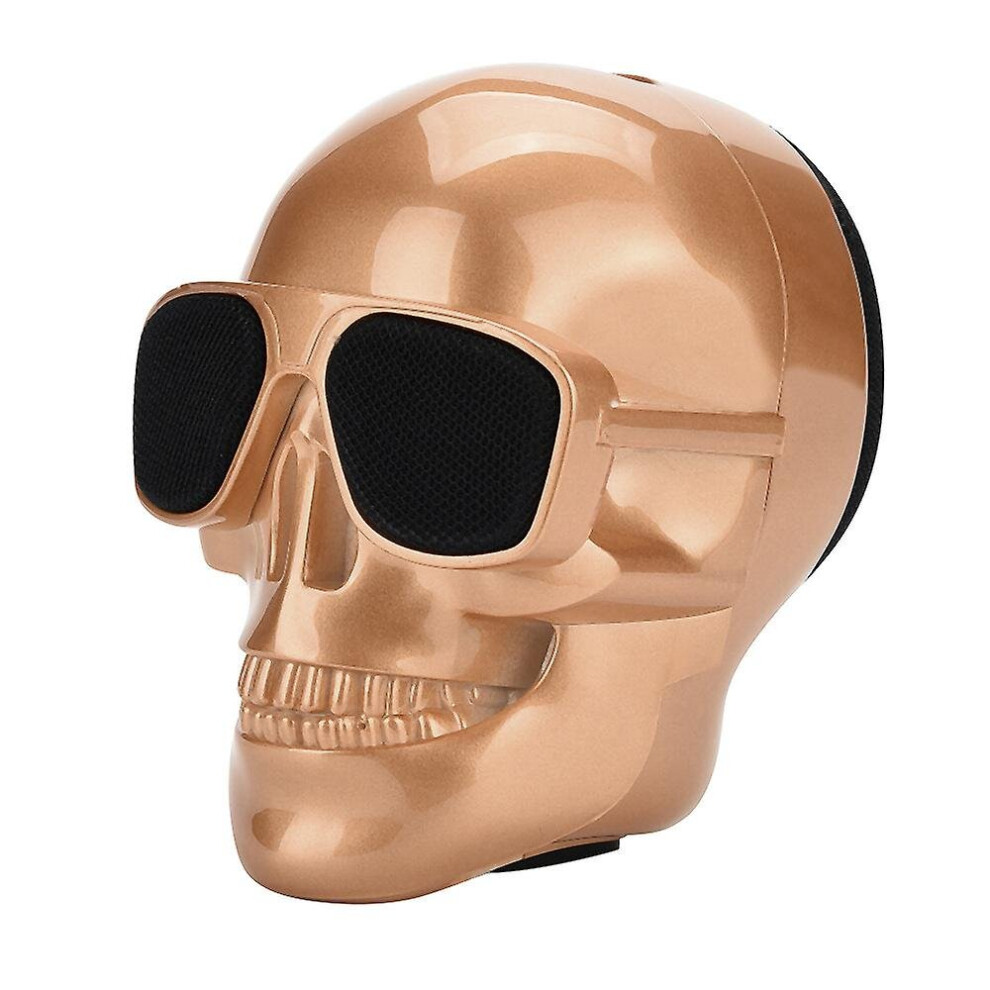 (Gold) Skull Bluetooth Speaker Portable Skeleton Bass Stereo Mp3 Player Halloween Gift Gold 768622506231