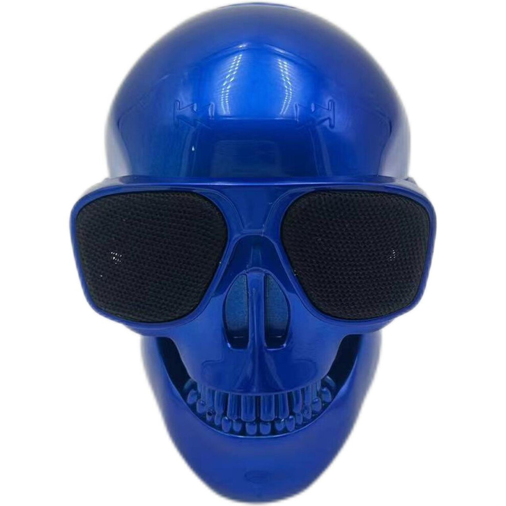 (Blue) Skull Tooth Speaker Portable Skeleton Bass Stereo Mp3 Player Halloween Gift Blue 768622506170