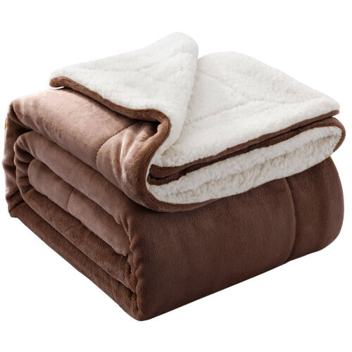 (Single, Brown ) Heavy Thick Blanket Bed Throw-Single Double King Size-Warm Fluffy for Extreme Winters