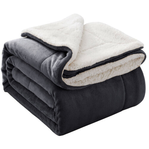 (Single, Grey) Heavy Thick Blanket Bed Throw-Single Double King Size-Warm Fluffy for Extreme Winters