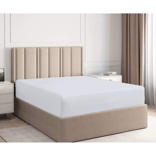 (White, 4FT Small Double) Deep25cm Fitted Sheets Bed Sheets & Pillow Cases 1