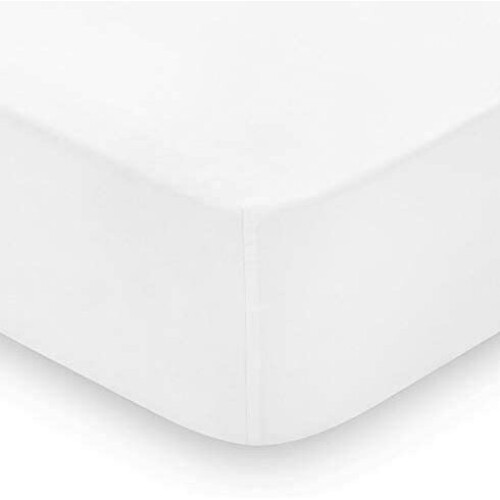 (White, 4FT Small Double) Deep25cm Fitted Sheets Bed Sheets & Pillow Cases