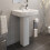 Modern Bathroom Square Basin Sink Full Pedestal Single Tap Hole White Ceramic 1
