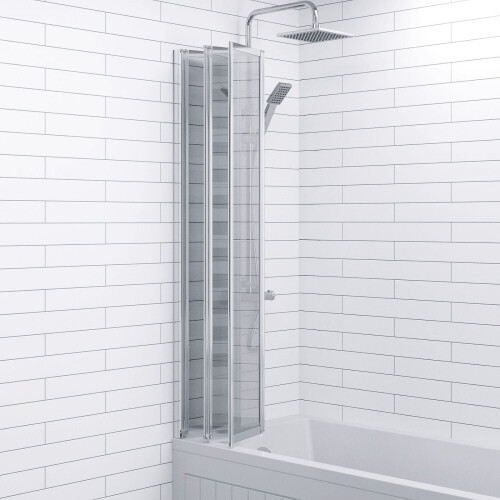 Bathroom 4 Panel Folding Bath Shower Screen Chrome 1000mm Reversible 4mm Glass 2