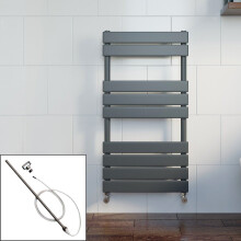 Bathroom 950 x 500 Manual Heated Towel Rail Radiator Anthracite Flat Panel