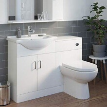 1110mm Toilet and Bathroom Vanity Unit Combined Basin Sink Furniture Gloss White