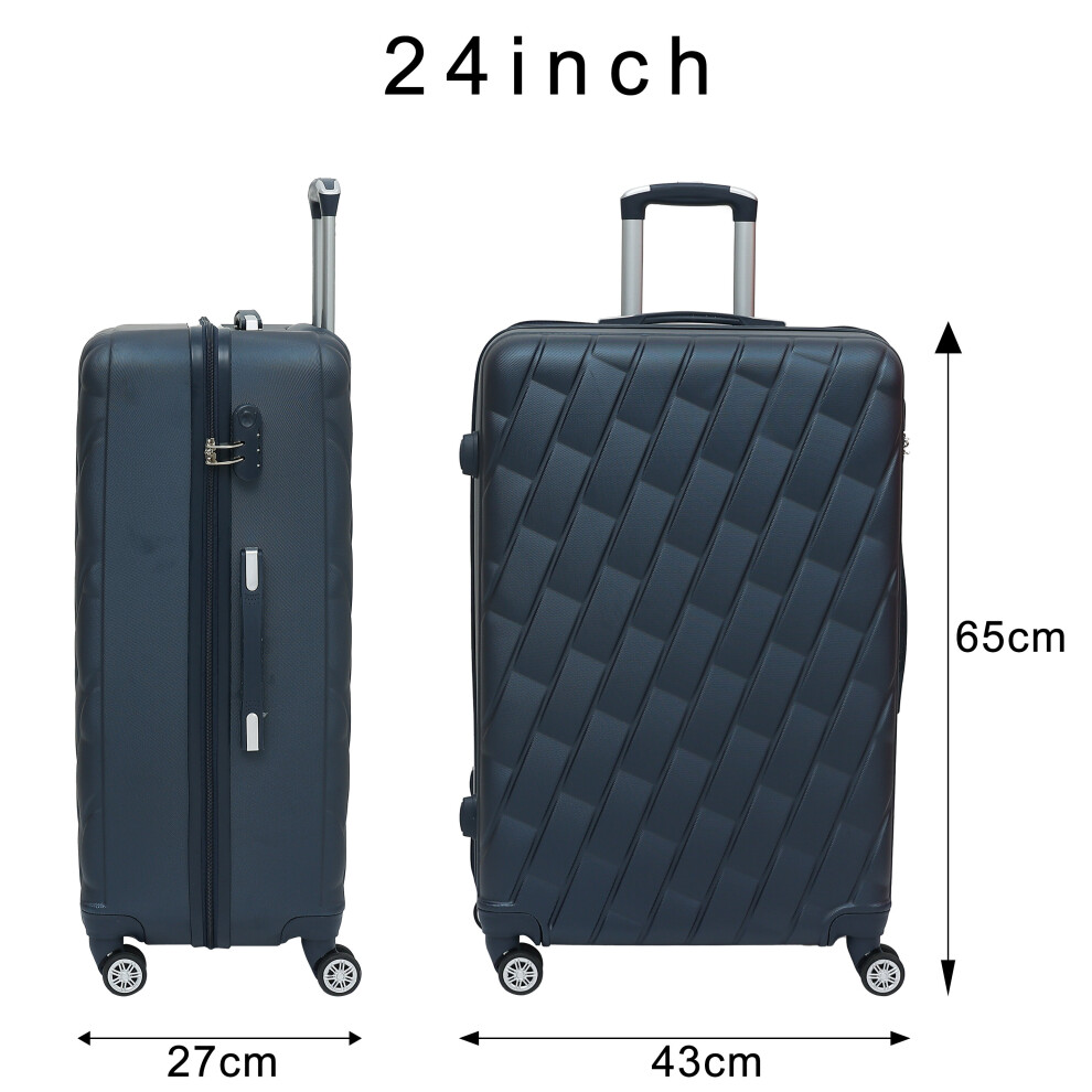 (CMY NAVY) 24'' Carry on Luggage Trolley Lightweight Suitcase