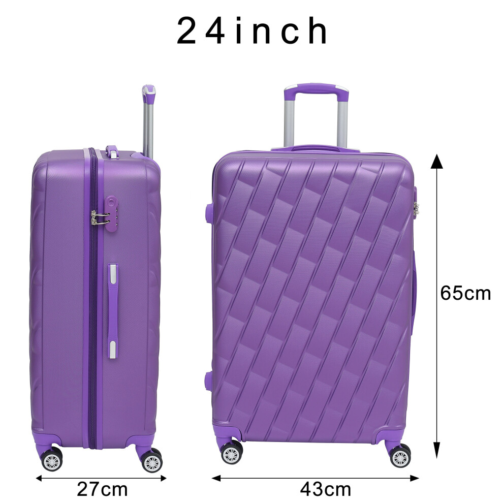 (CMY PURPLE) 24'' Carry on Luggage Trolley Lightweight Suitcase