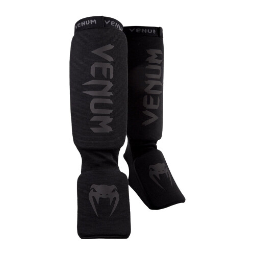 Venum Kontact Elasticated Shin Guards & Instep - Black/Black (One Size) 8714 1