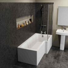 Modern L Shaped Shower Bath Only Right Hand Bathtub 1700mm Acrylic Bathroom Tub