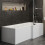 1600 L Shaped Right Hand Shower Bath Bathtub Front Panel Acrylic Bathroom White 2