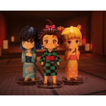 Bandai Demon Slayer: Kimetsu No Yaiba Figuarts Mini Action Figures Entertainment District Arc Set Sumiko, Zenko, Inoko - 9 CM