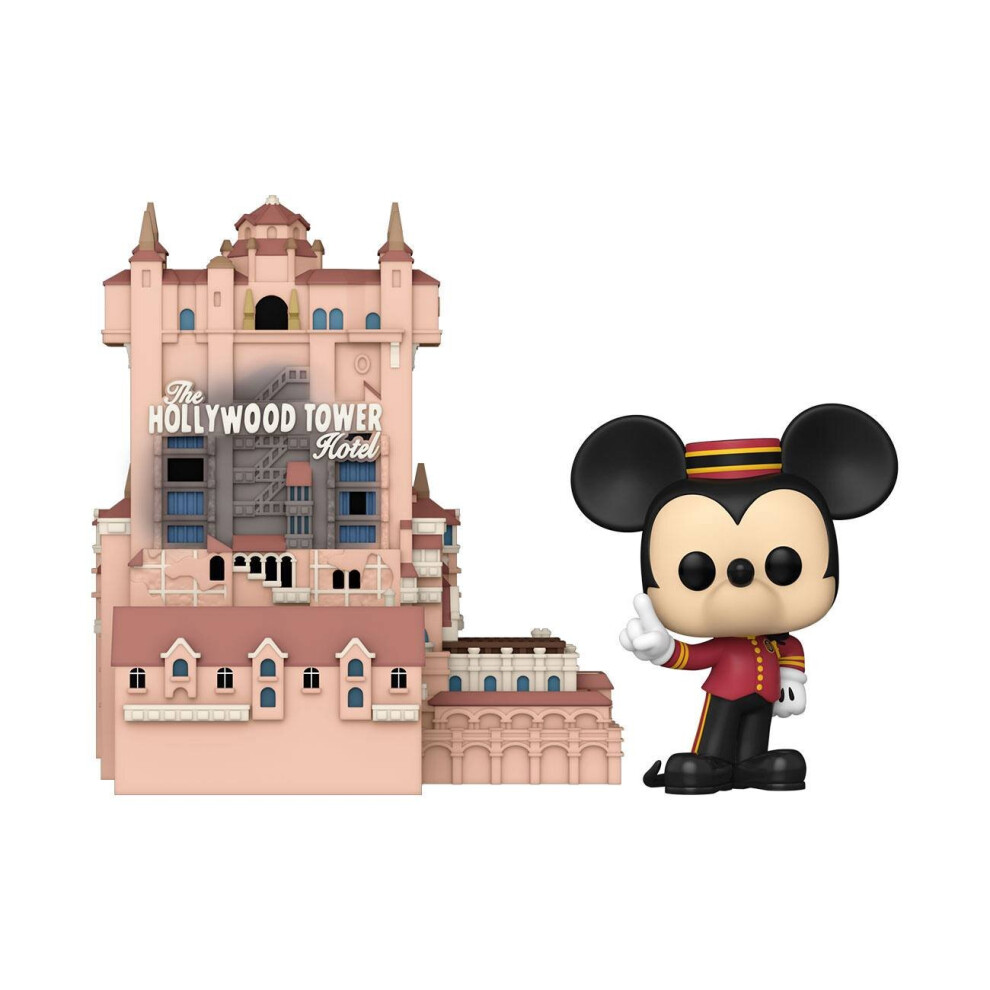 Funko Walt Disney Word 50th Anniversary POP! Town Vinyl Figure Hollywood Tower Hotel And Mickey Mouse - 9 CM