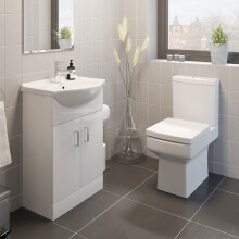 Royan Toilet 550mm Cloakroom Suite Vanity Unit WC Basin Sink White Soft Close