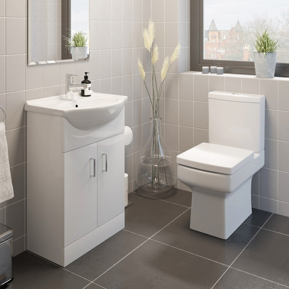 Royan Toilet 550Mm Cloakroom Suite Vanity Unit Wc Basin Sink White Soft Close 5056093679499