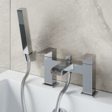 Modern Bathroom Bath Shower Mixer Tap Hose Handset Lever Handle Waterfall Chrome