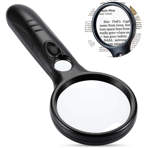 3 LED Licht 45X Handheld Leselupe Glaslinse Schmucklupe 2
